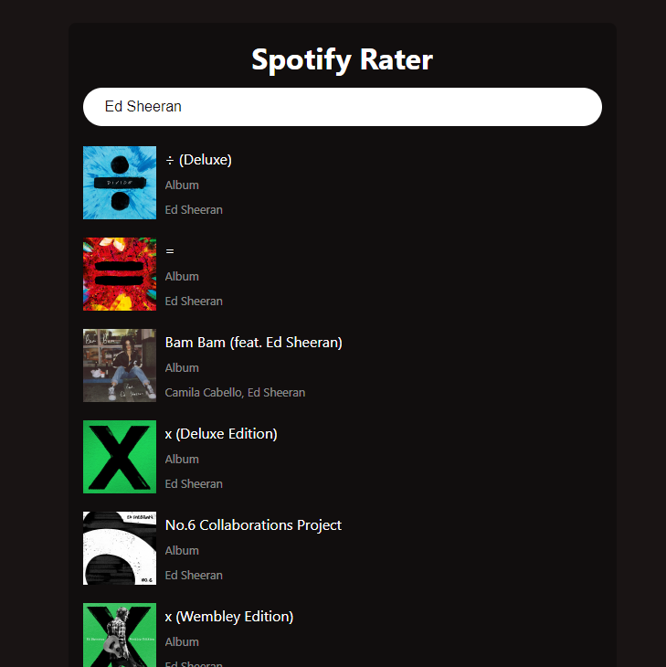 Spotify Rater